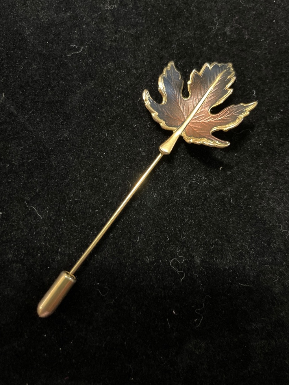 Gold & Copper brown maple leaf stick pin
